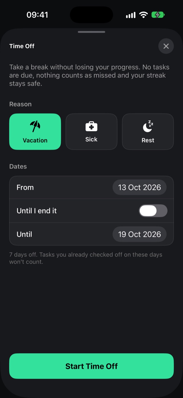Take time off. Keep your streak.