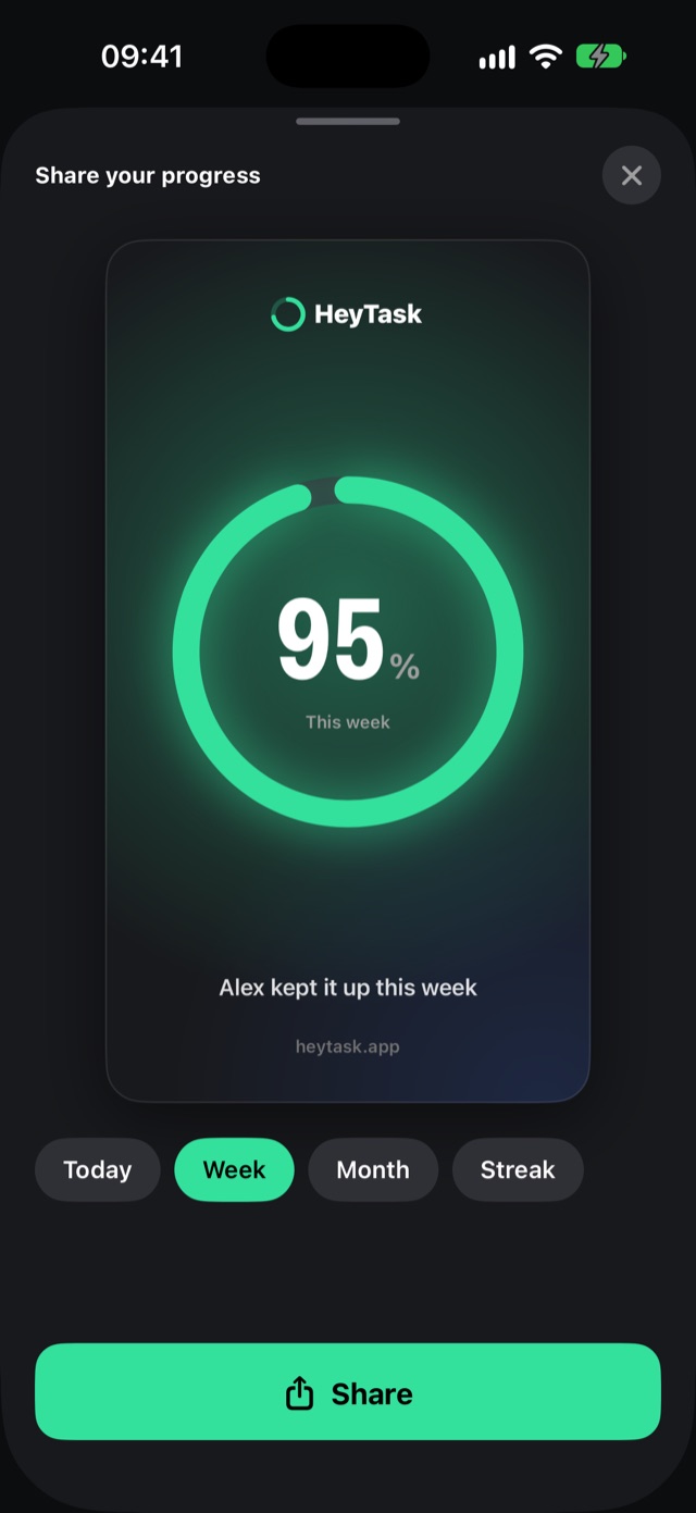 Share card in HeyTask